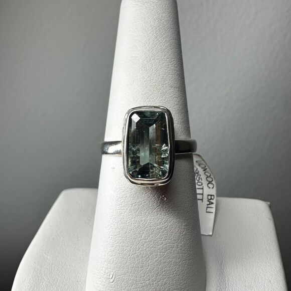 NWT 1.9ct teal Emerald Cut Aquamarine in Bali Sterling Silver Ring! - Picture 10 of 10